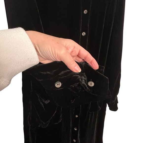 J. Jill Vtg. Black Velvet Long Line Button-Up Duster Coat/Cardigan Sz 6P - Picture 8 of 14